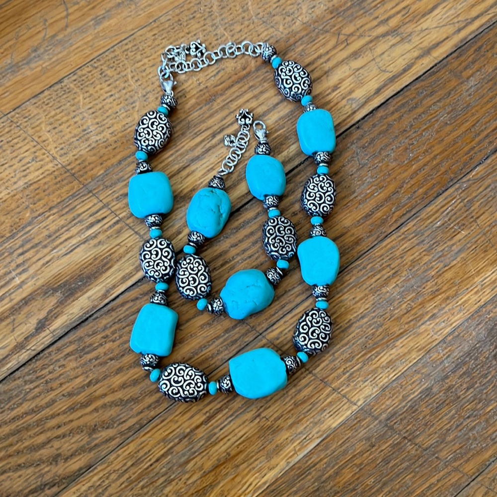 Brighton  turquoise and silver necklace  and bracelet set